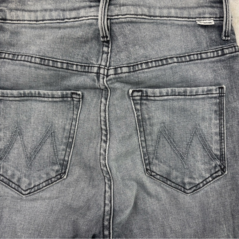 MOTHER Gray The Swooner Ankle Zip Skinny Jeans with Signature Stitching